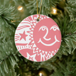Personalised Sun Pattern Ceramic Ornament