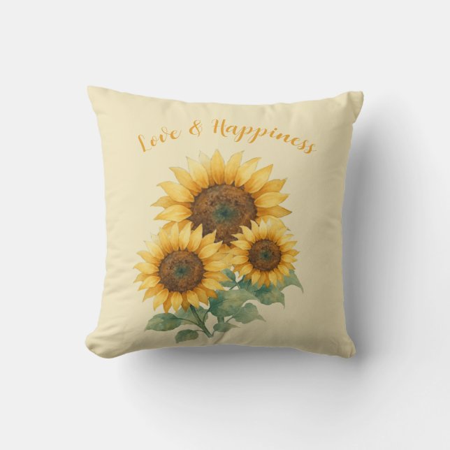 Personalised sunflowers lover gift throw pillow (Front)
