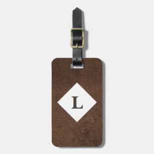 Personalised Tan Leather Print luggage tag