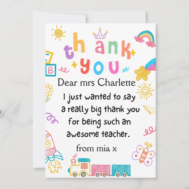 Personalised Teacher Gift, Teacher Gift, Bee Frien Holiday Card (Front)