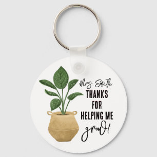 Personalised Teacher Keyring, Helping Me Grow Gift Keychain