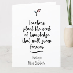 Personalised Teacher 'Thank you' Card with quote