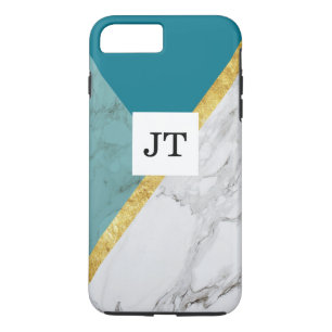 Personalised Teal Gold Marble iPhone Tough Case