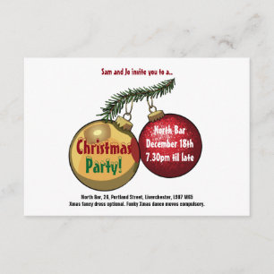 Personalised Text Christmas Tree Baubles Cartoon Invitation