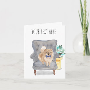 Personalised Text Pomeranian Greeting Card Blue