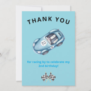 Personalised Thank You Card 2nd Birthday Race Car