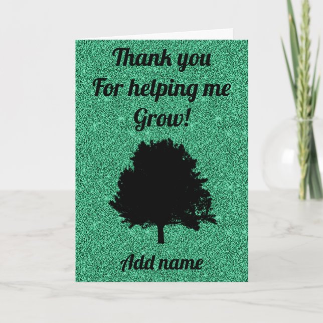 Personalised thank you for helping me grow card (Front)