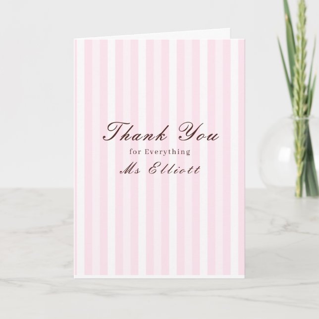 Personalised Thank You Teacher Card Pink Mist (Front)