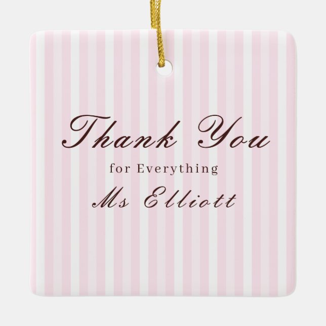 Personalised Thank You Teacher Ornament Pink Mist (Front)