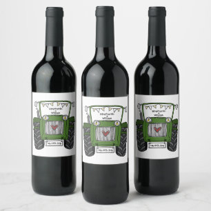 Personalised Tractor Country Wedding Bottle Label