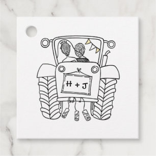 Personalised Tractor Country Wedding Favour Tag