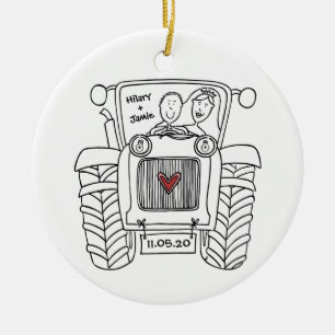 Personalised Tractor Wedding Ceramic Decoration