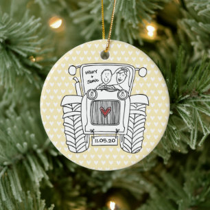 Personalised Tractor Wedding Christmas Decoration