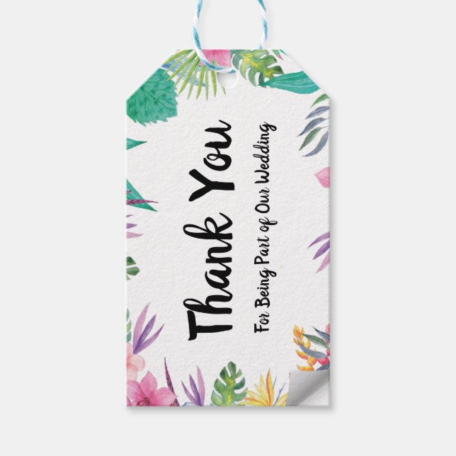 Personalised Tropical Beach Wedding Gift Tags (Front)