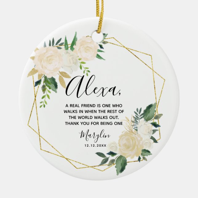 Personalised True friends are never far apart Cera Ceramic Ornament (Front)