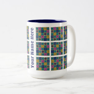 Personalised Two-tone mug (L) Mediterranean Tile