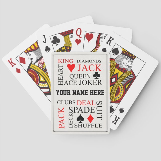 Personalised Typography Style Gift Playing Cards (Back)