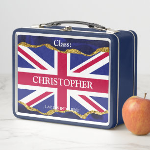 Personalised .Union Flag School Work  Metal Lunch Box
