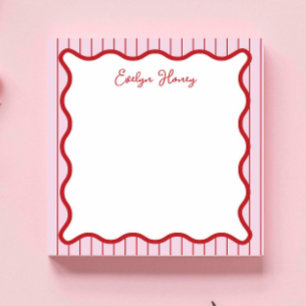 Personalised Vibrant Whimsica Pink Red Wavy Notepad