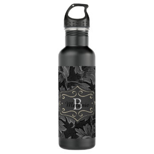 Personalised Vintage Black and White Leaf Pattern 710 Ml Water Bottle