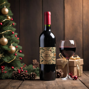 Personalised Vintage Christmas Wine Label