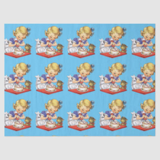 Personalised vintage girl baking a cake   tissue paper