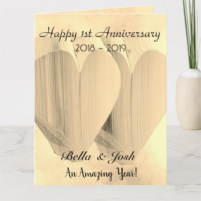 Personalised Vintage Paper 1st Wedding Anniversary Card (Front)