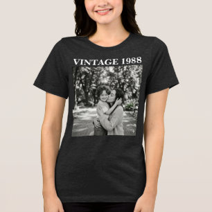 Personalised Vintage Photo And Year Shirt, Custom Tri-Blend Shirt