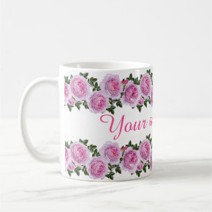 Personalised Vintage Pink Peonies Coffee Mug