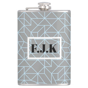 Personalised Vinyl Wrapped Flask - Geometic Blue