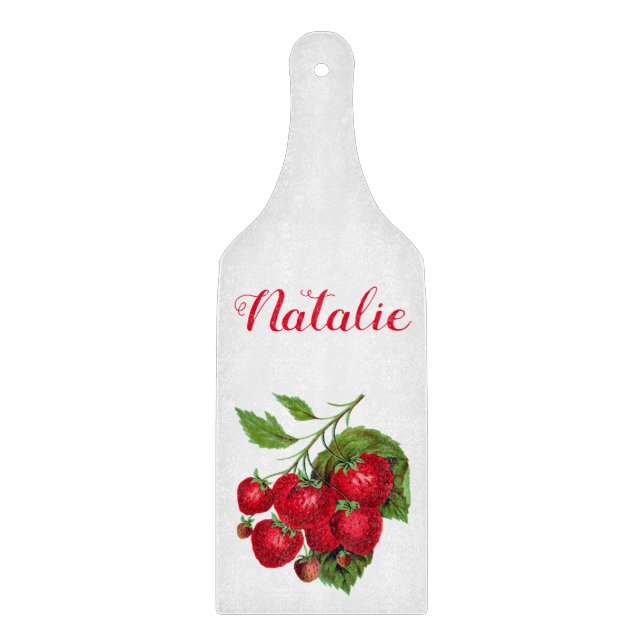 Personalised water colour Strawberry Cutting Board (Front)