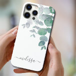 Personalised Watercolor Eucalyptus Case-Mate iPhone Case<br><div class="desc">Protect and decorate your iPhone with this elegant case.
It is decorated with watercolor eucalyptus leaves in soft shades of green on a white background.
Customize it with your name or monogram.
Original Watercolor © Michele Davies.</div>
