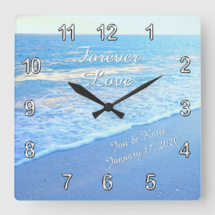 Personalised Wedding Beach Themed Wall Clocks