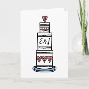 Personalised Wedding Cake Illustration Wedding Card
