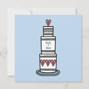 Personalised Wedding Cake Illustration Wedding Invitation
