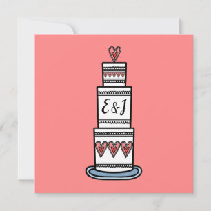 Personalised Wedding Cake Illustration Wedding Invitation