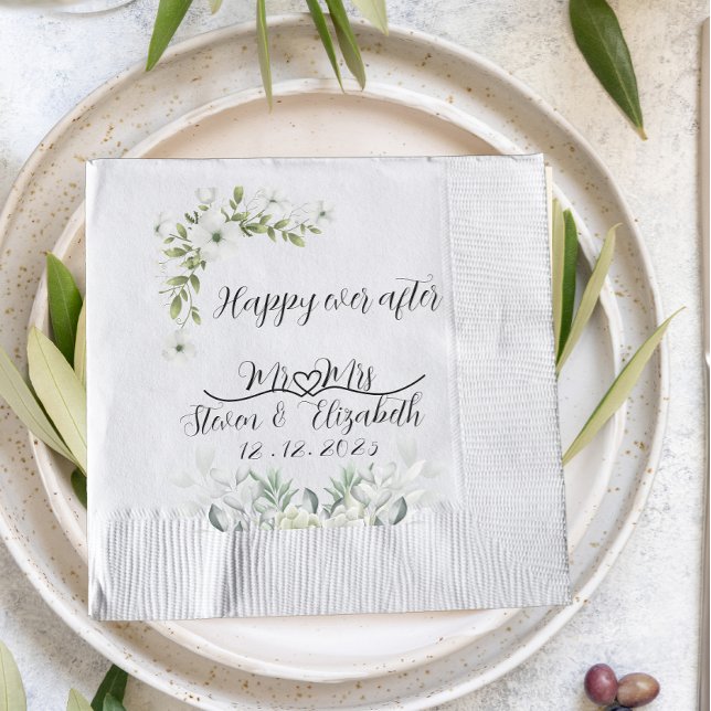 Personalised Wedding Gift happy ever after  Napkin (Creator Uploaded)