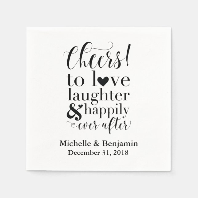 Personalised Wedding Napkins - Cheers to Love (Front)