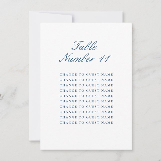 Personalised Wedding Table Number Blue Seating (Front)