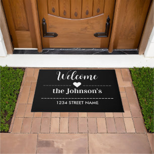 Personalised Welcome Home Family name black Doormat