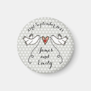 Personalised White Doves Wedding Magnet Favour