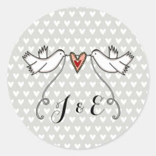 Personalised White Doves Wedding Sticker