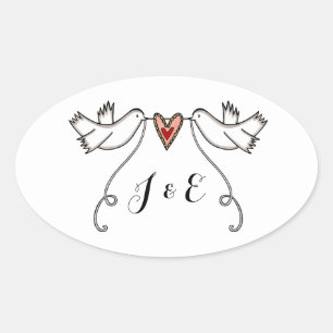 Personalised White Doves Wedding Sticker