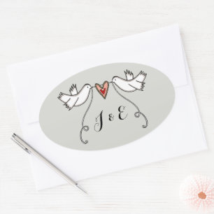 Personalised White Doves Wedding Sticker
