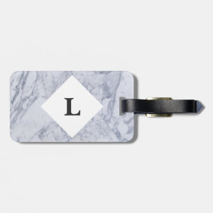 Personalised White Marble luggage tag