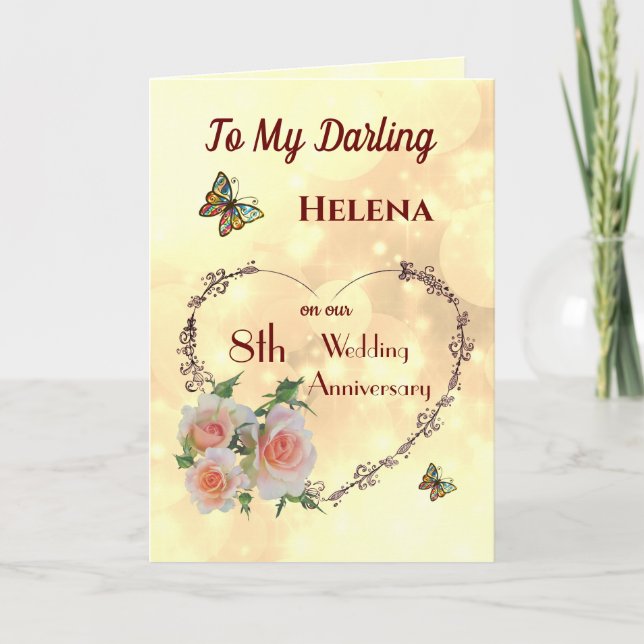 Personalised Wife 8th Anniversary Greeting Card (Front)