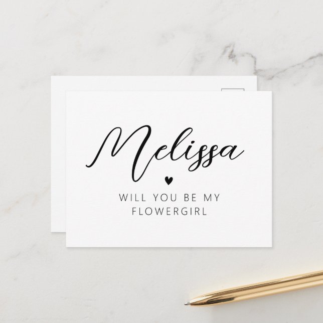 personalised will you be flowergirl card (Front/Back In Situ)