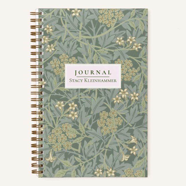 Personalised William Morris Jasmine Dotted Journal (Front)