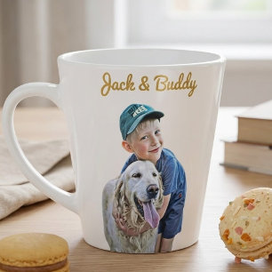 Personalised With Dog Photo And Owner Picture On Latte Mug