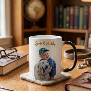 Personalised With Dog Photo And Owner Picture On Magic Mug